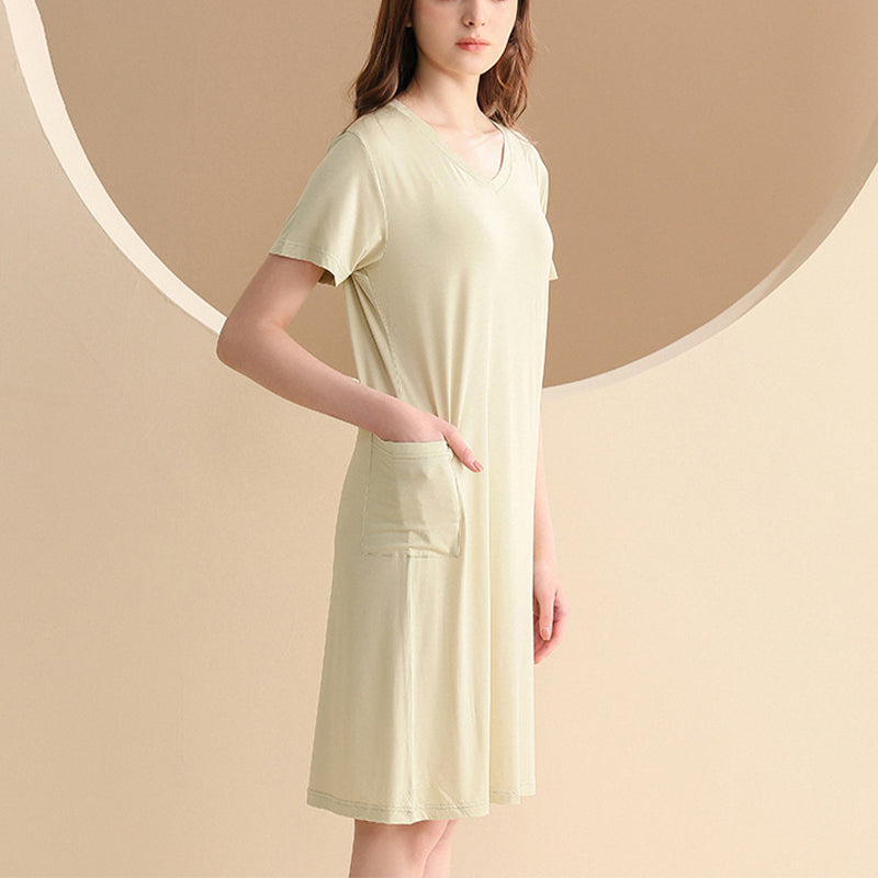 V-neck Short Sleeved  Split Sleepdress