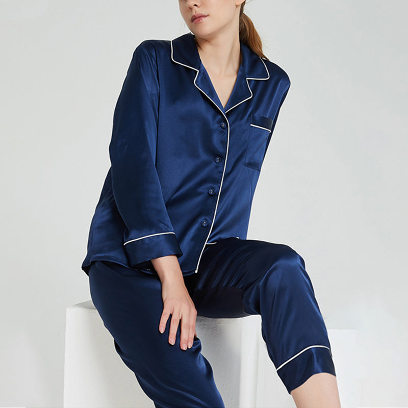 Classic Trimmed Silk Pajama Set