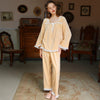 Lovely Solid Color Square Collar Lace Bow Velvet Long Sleeve Trousers Pajamas Set