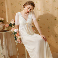 French Lace Short-Sleeved Nightdress