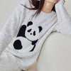 Grey Panda Half-Pile Flannel Pullover Long-Sleeved Pant Pajamas Set