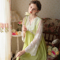 French Lace Mesh V-Neck Nightdress