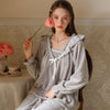 Cute Lace V-Neck Velvet Long Sleeve Pants Pajamas Set