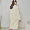 Yellow Large flowers Half-Pile Flannel Pullover Long-Sleeved Nightdress