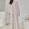 Khaki Small Rainbow Half-Pile Flannel Long Sleeve Trousers Pajamas Set