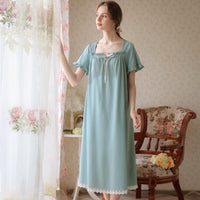 Long Square Collar Lace Nightdress