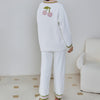 White Cherry Half-Pile Long Sleeve Trousers Pajamas Set