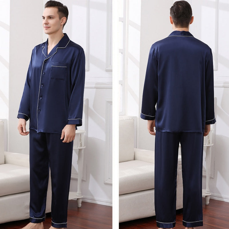 19 Momme 100% Mulberry Silk Men's Long Sleeve Pajamas Set