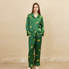 19 Momme Mulberry Silk Cheetah Print Long Sleeve Trousers Pajamas Set