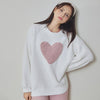 White Big Heart Half-Pile Flannel Pullover Long Sleeve Trousers Pajamas Set