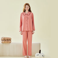 Cotton Kitten Embroidery Long Sleeve Pants Pajamas Set