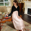 Elegant Princess Style V-Neck Velvet Long-Sleeved Nightdress