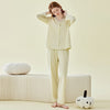 Class A Cotton Lace V-Neck Long Sleeve Trousers Pajamas Set