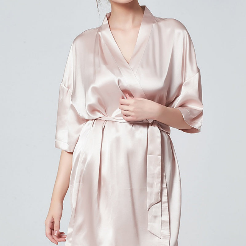 16 Momme Mulberry Silk Three Quarter Sleeve Robe