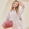 Floral Embroidery Coral Velvet Long Sleeve Trousers Pajamas Set