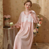 Cute V-Neck Lace Lace Bow Long Sleeve Nightdress