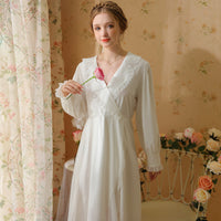 Vintage Court Style Gauze Hem Long Sleeved Nightdress