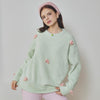 Light Green Bow Half-Pile Flannel Pullover Long Sleeve Trousers Pajamas Set