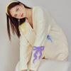 Yellow Bow Embroidery Half-Pile Flannel Long Sleeve Trousers Pajamas Set