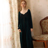 Courtly Lace Velvet Nightdress With Wide Sleeves