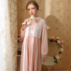 Cute V-Neck Lace Lace Bow Long Sleeve Nightdress