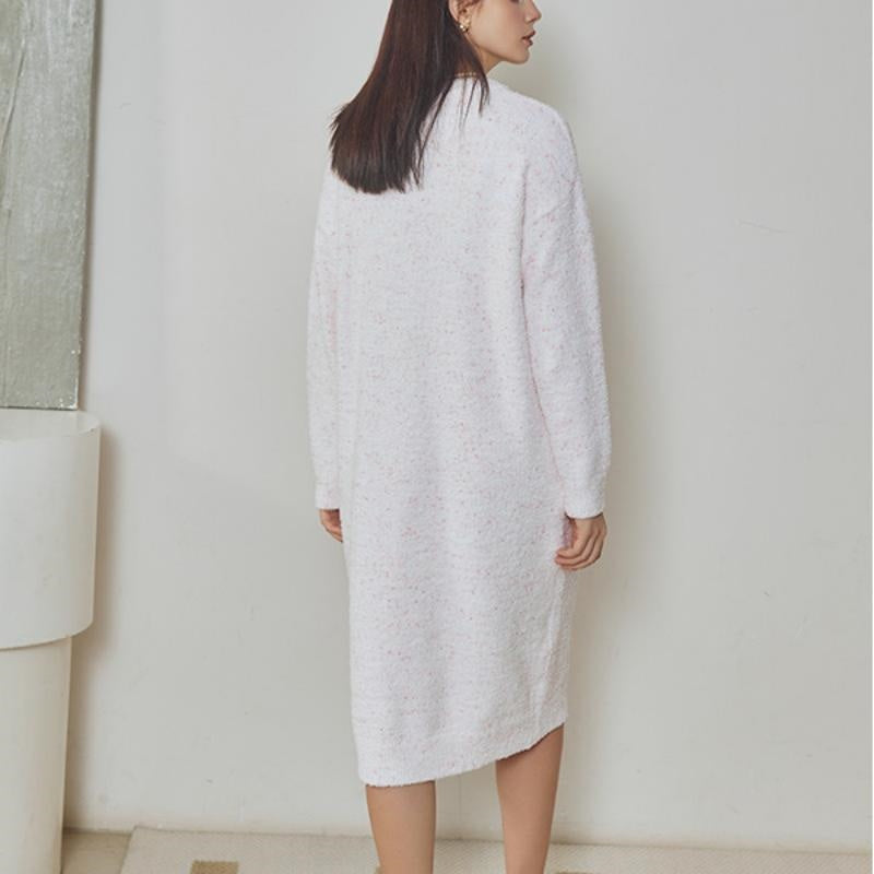 Pink Panda Half-Pile Flannel Pullover Long-Sleeved Nightdress