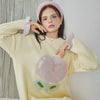 Yellow Large flowers Half-Pile Flannel Pullover Long-Sleeved Nightdress