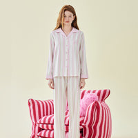 Lyocell Striped Long Sleeve Pants Pajamas Set