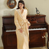 French Lapel Lace Velvet Long Sleeve Robe