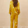 19 Momme Mulberry Silk Cheetah Print Long Sleeve Trousers Pajamas Set