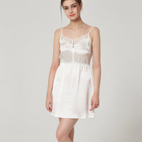 16 Momme Mulberry Silk Lace Waist-Constricting Suspender Nightdress