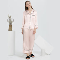 22 Momme Mulberry Silk Long Sleeve Trousers Pajamas Set