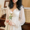 Palace Style Lace Puffed Sleeve Gauze Long Sleeve Nightdress