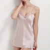 16 Momme Mulberry Silk Lace Suspender Backless Mini Nightdress