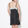 16 Momme Mulberry Silk Lace Black Suspender Short Nightdress