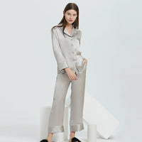 22 Momme Mulberry Silk Long Sleeve Trousers Pajamas Set