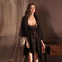 Sexy Lace Perspective Waist Hollow Nightdress Set