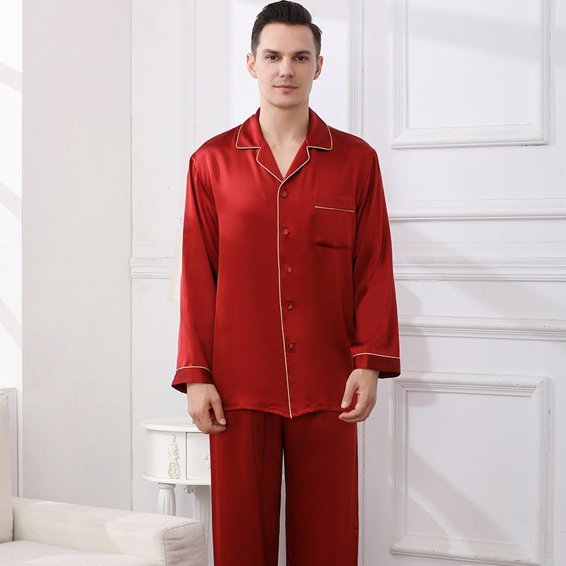 19 Momme 100% Mulberry Silk Men's Long Sleeve Pajamas Set