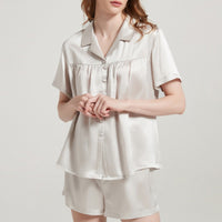 19 Momme Mulberry Silk V-Neck Short Sleeve Pajamas Set