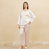 19 Momme Mulberry Silk Taro Pink Pullover Long Sleeve Trousers Pajamas Set