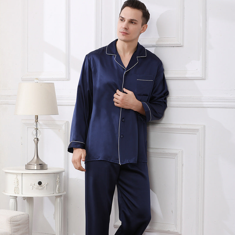 19 Momme 100% Mulberry Silk Men's Long Sleeve Pajamas Set