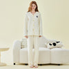 Solid Color Three Layer Cotton Long Sleeve Pants Pajamas Set