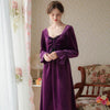 French Velvet Bow Long Sleeve Nightdress