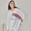 White Rainbow Half-Pile Flannel Pullover Long Sleeve Trousers Pajamas Set