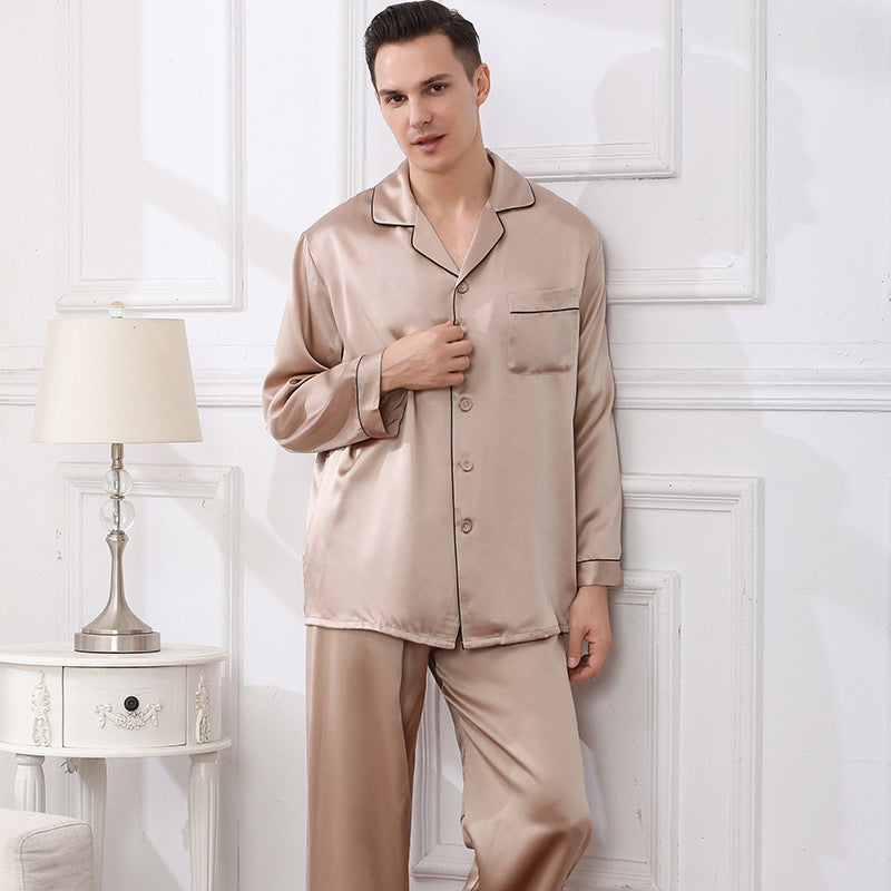 19 Momme 100% Mulberry Silk Men's Long Sleeve Pajamas Set