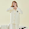 Solid Color Three Layer Cotton Long Sleeve Pants Pajamas Set