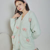 Green Bow Half-Pile Flannel Long Sleeve Trousers Pajamas Set