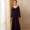 Courtly Lace Velvet Nightdress With Wide Sleeves