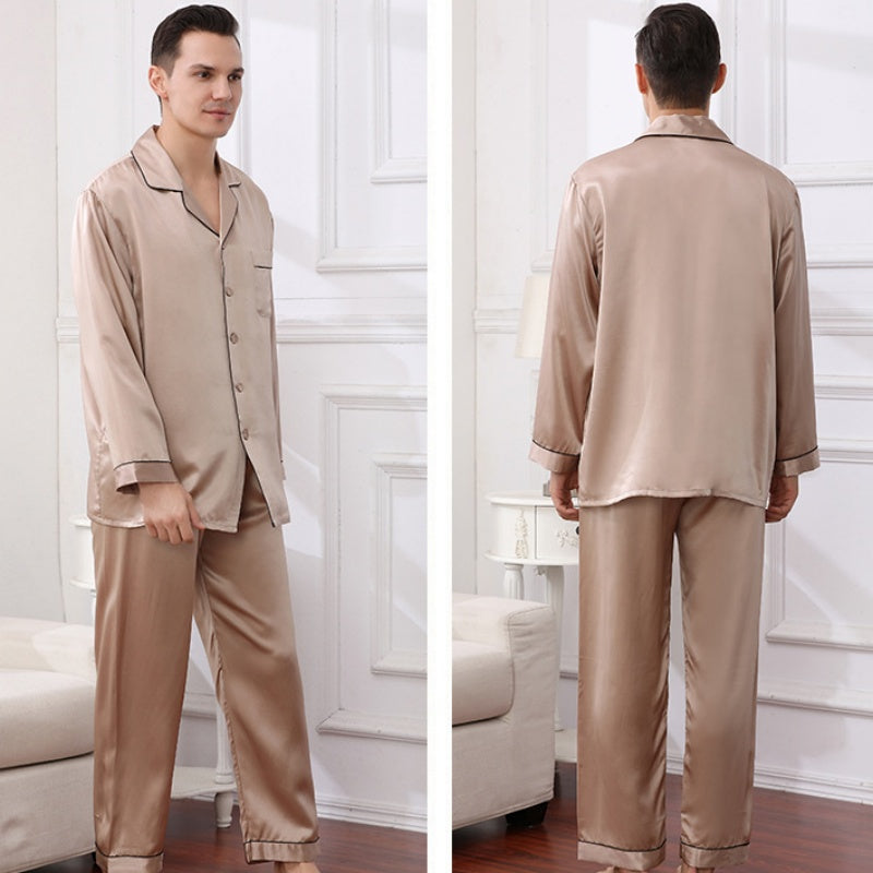 19 Momme 100% Mulberry Silk Men's Long Sleeve Pajamas Set