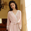 Vintage Pink Lace Velvet Long Sleeve Robe